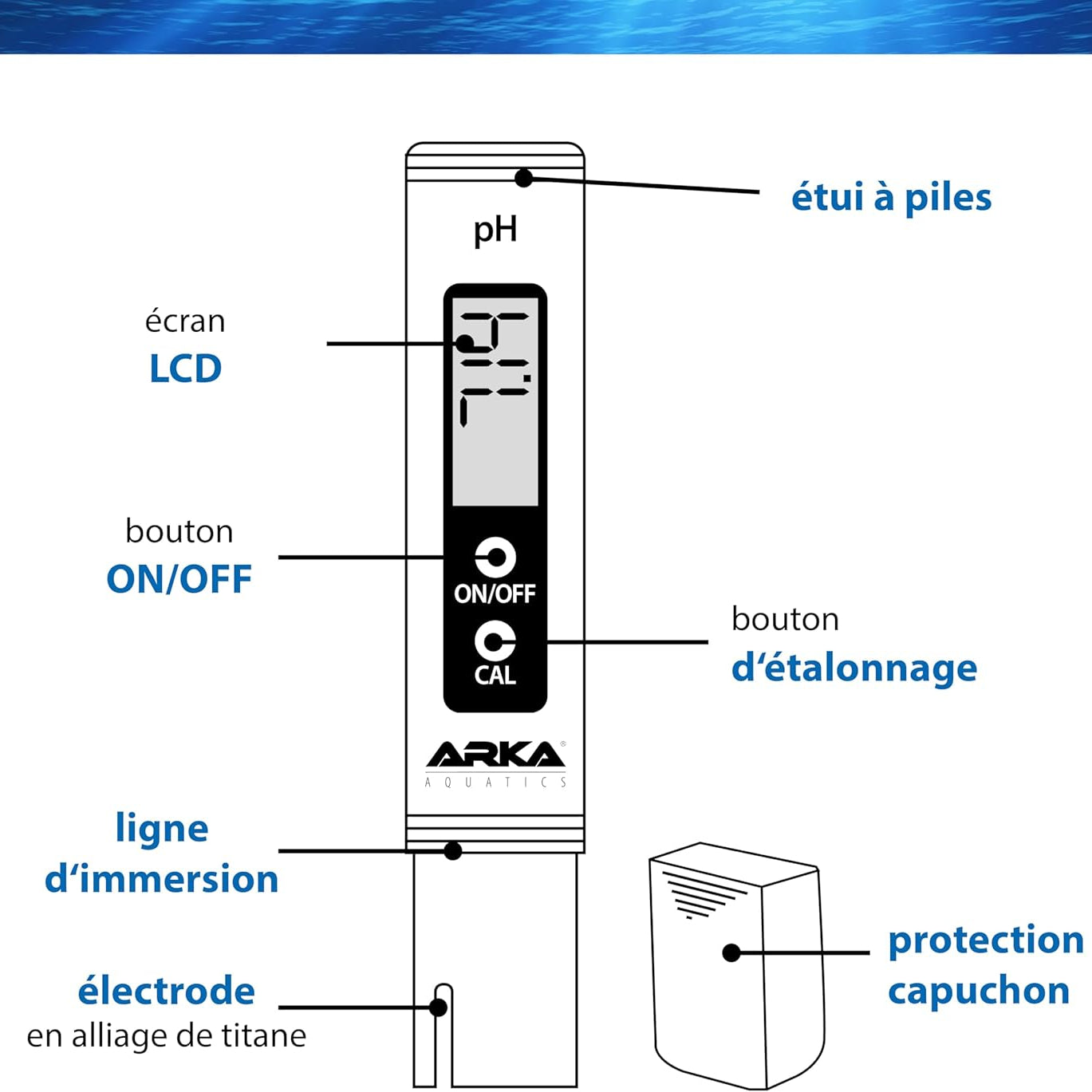ARKA Testeur pH Digital Eau myAQUA pH-Mètre
