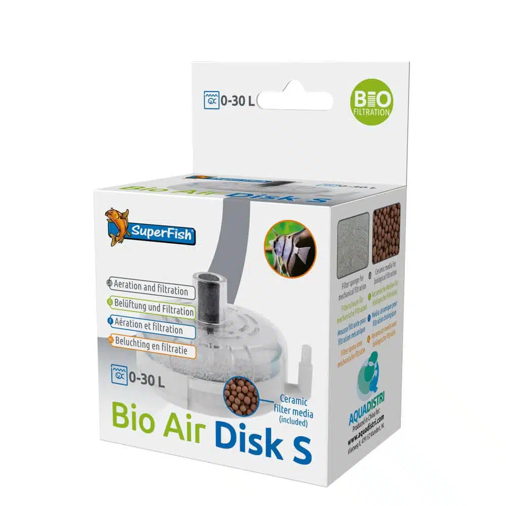 SuperFish Bio Air Disk S – Filtre à air compact pour aquarium jusqu’à 30 L